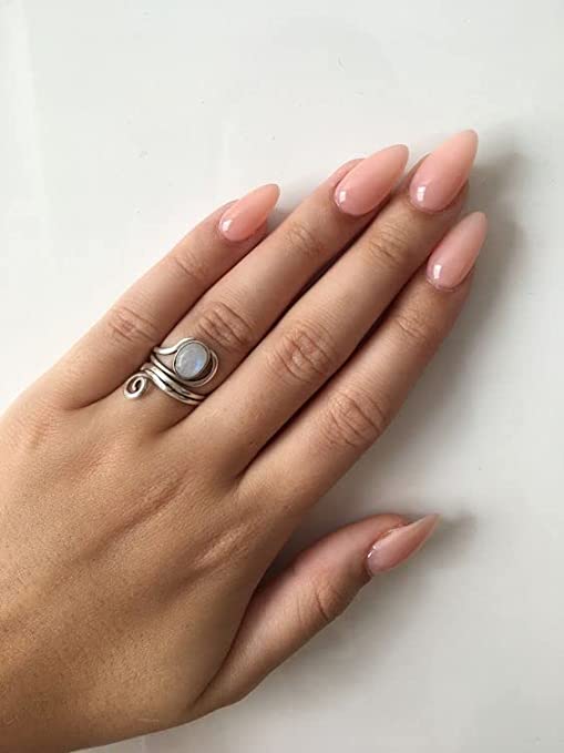 Press on Nails Almond, Canvalite Nude Pink Press On Nails Short Glue on Nails