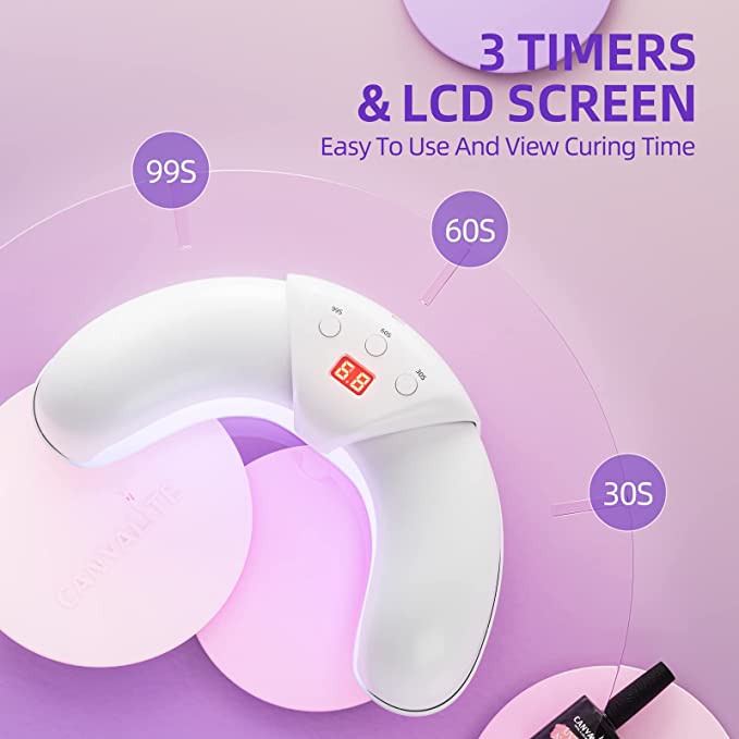 CANVALITE Lámpara de uñas LED UV para uñas de gel de curado rápido, lámpara  de uñas UV, sensor de movimiento automático, lámpara LED portátil