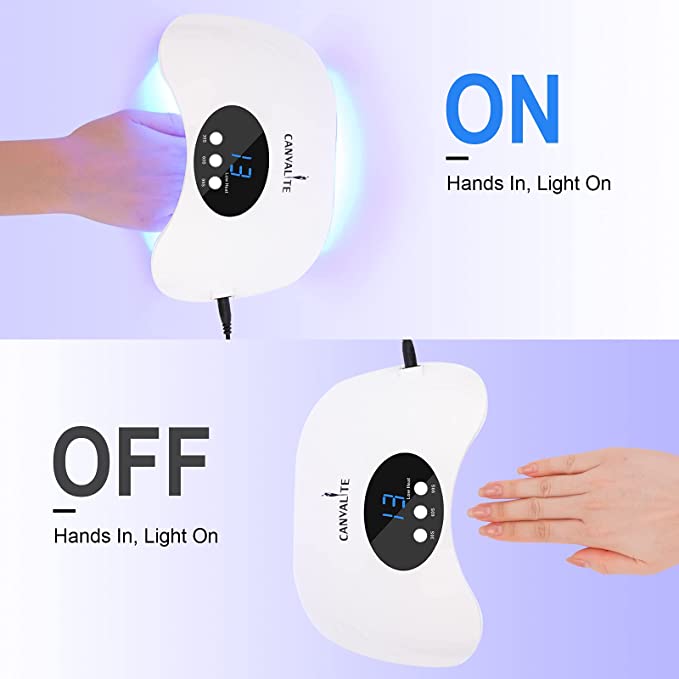 CANVALITE Lámpara de uñas LED UV para uñas de gel de curado rápido, lámpara  de uñas UV, sensor de movimiento automático, lámpara LED portátil