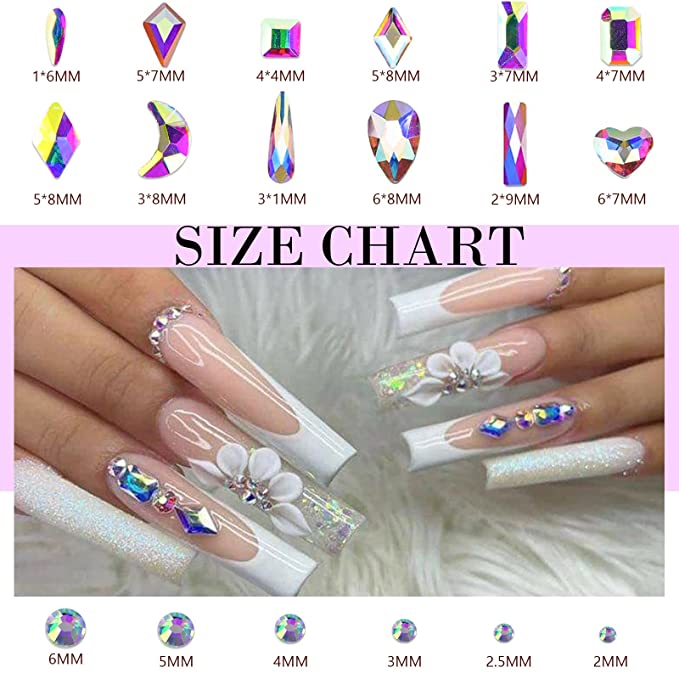 Nail Diamonds Set, Glass Crystal Nail Jewels & Flatback Nail Rhinestones  for Nails Art Decorations Kit Bling Nail Gems and Diamonds 3D Nail Charms -  style 4 