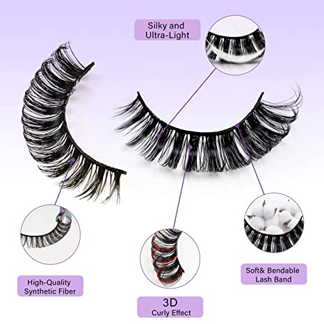 Russian Strip Lashes D Curl False Eyelashes 3D False Lashes 20 Pairs by Canvalite