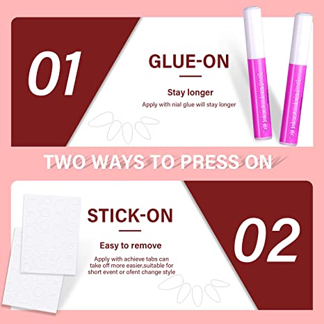 Almond Press on Nails Medium, Canvalite Glue on Nails 3Packs, Set 1