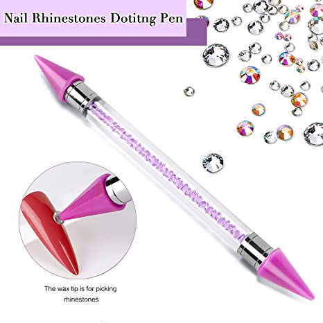 Nail Rhinestone Picker, Dual-ended DIY Nail Art Dotting Tool, Rhinestone  Dotting Pen for Nail Gems Stones Crystals, Nail Art Decoration Tool with 2