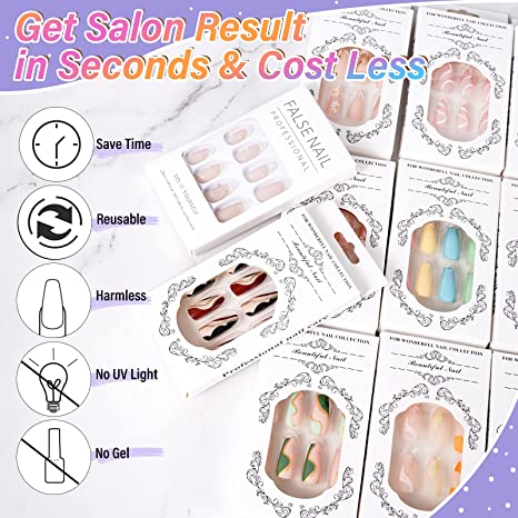 Medium Press on Nails Almond,Size L Fake Nails Pointy Pink Summer Glue on  Nails Reusable Acrylic Press on Light Pink Stiletto Nails for Women Girls  24 PCS. Pink nails Comes with a