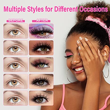 Canvalite Magnetic Eyelashes, Magnetic Eyeliner and Eyelashes Kit 10 Pairs (5 STYLES)