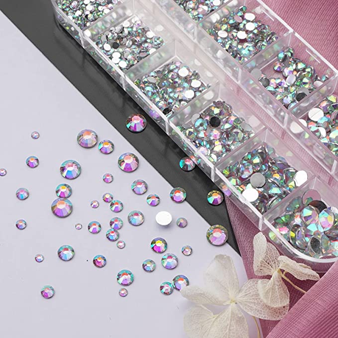 Canvalite 3600Pcs Crystal Rhinestones for Crafts, Glass Sparkly Nail Gems  with Rhinestones Picker and Tweezers, Flat Back Rhinestones for Crafting