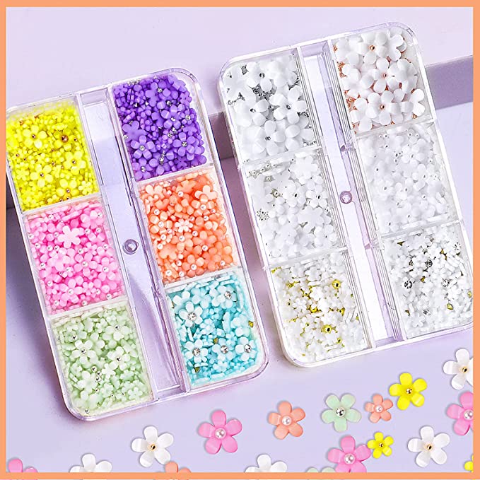 3D Flower Nail Charms,6 Colors Flowers Nail for DIY Decorations – canvalite